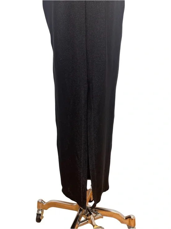 Vintage Versace Black Long Jersey Dress w/ PVC Inserts – Size 44 - Picture 4 of 11